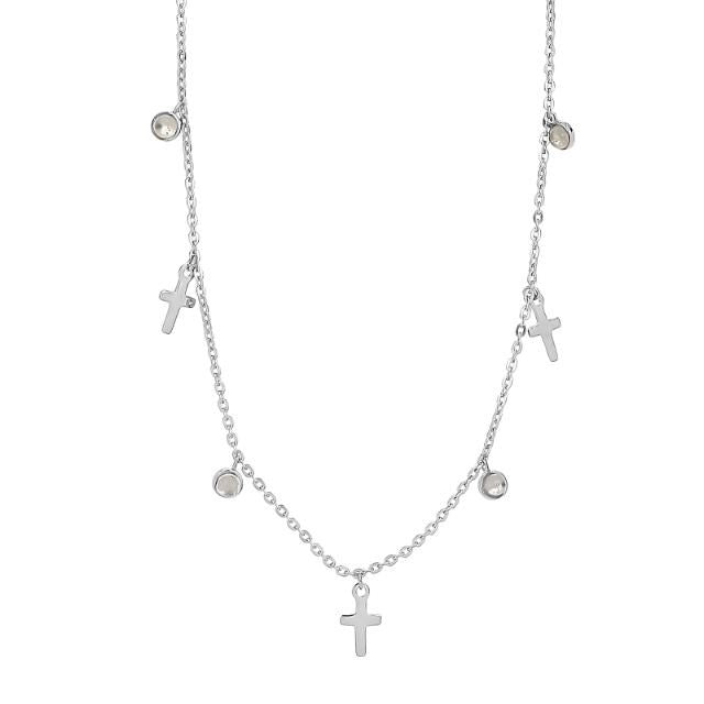 Nordahl Jewellery CROSS52 halskæde i sølv med kors og kvarts, 45+5 cm